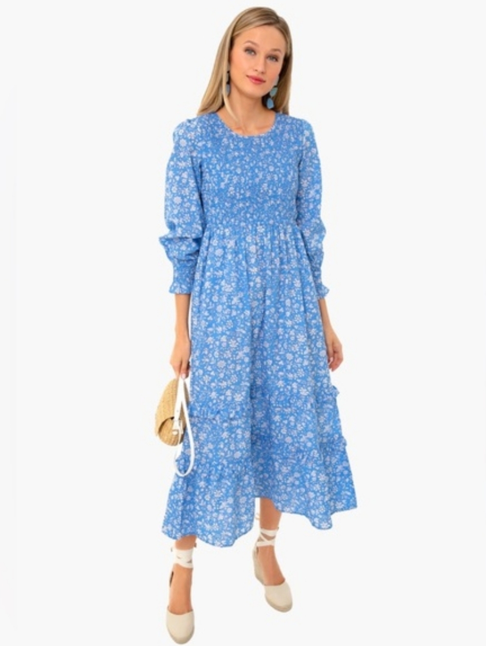 Tuckernuck Pink City Prints Cornflower Lolita Isabel Dress Blue Sz M Cottagecore